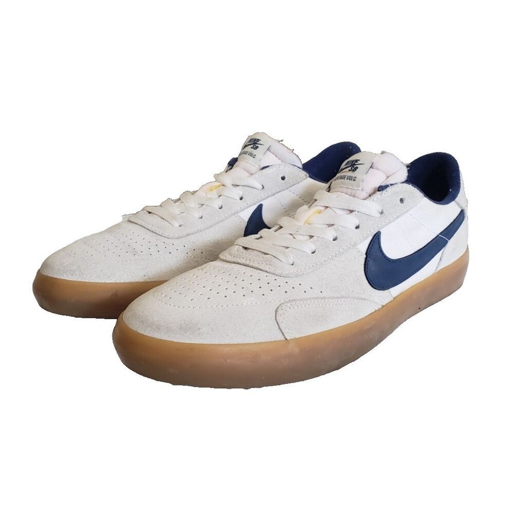 Nike SB Heritage Vulc Sneakers Men's 9.5 White Blue Swoosh Skateboard CD5010-102